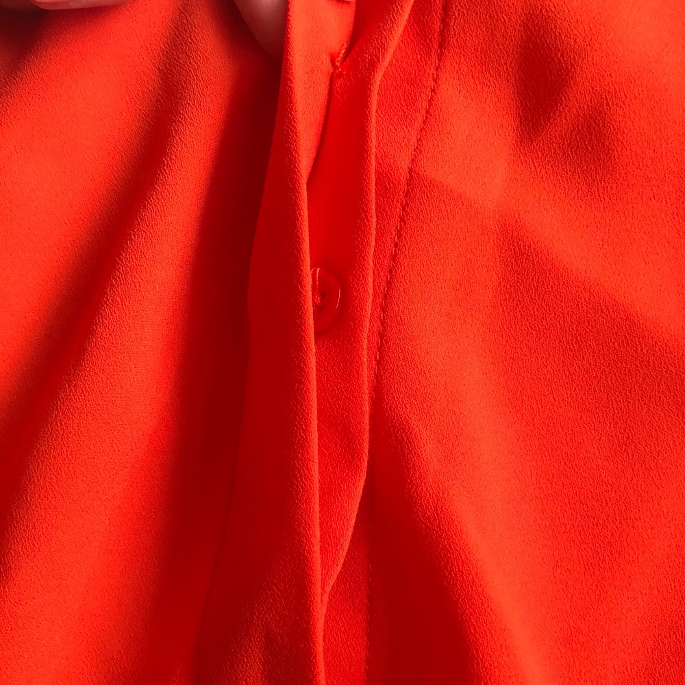 AS IS Michael Kors Bright Orange Shirt Dress, sz 0 - Picture 6 of 11
